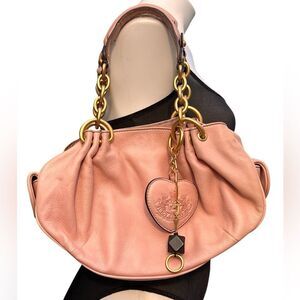 Juicy Couture Pink Baby Fluff Leather Hobo Style Handbag